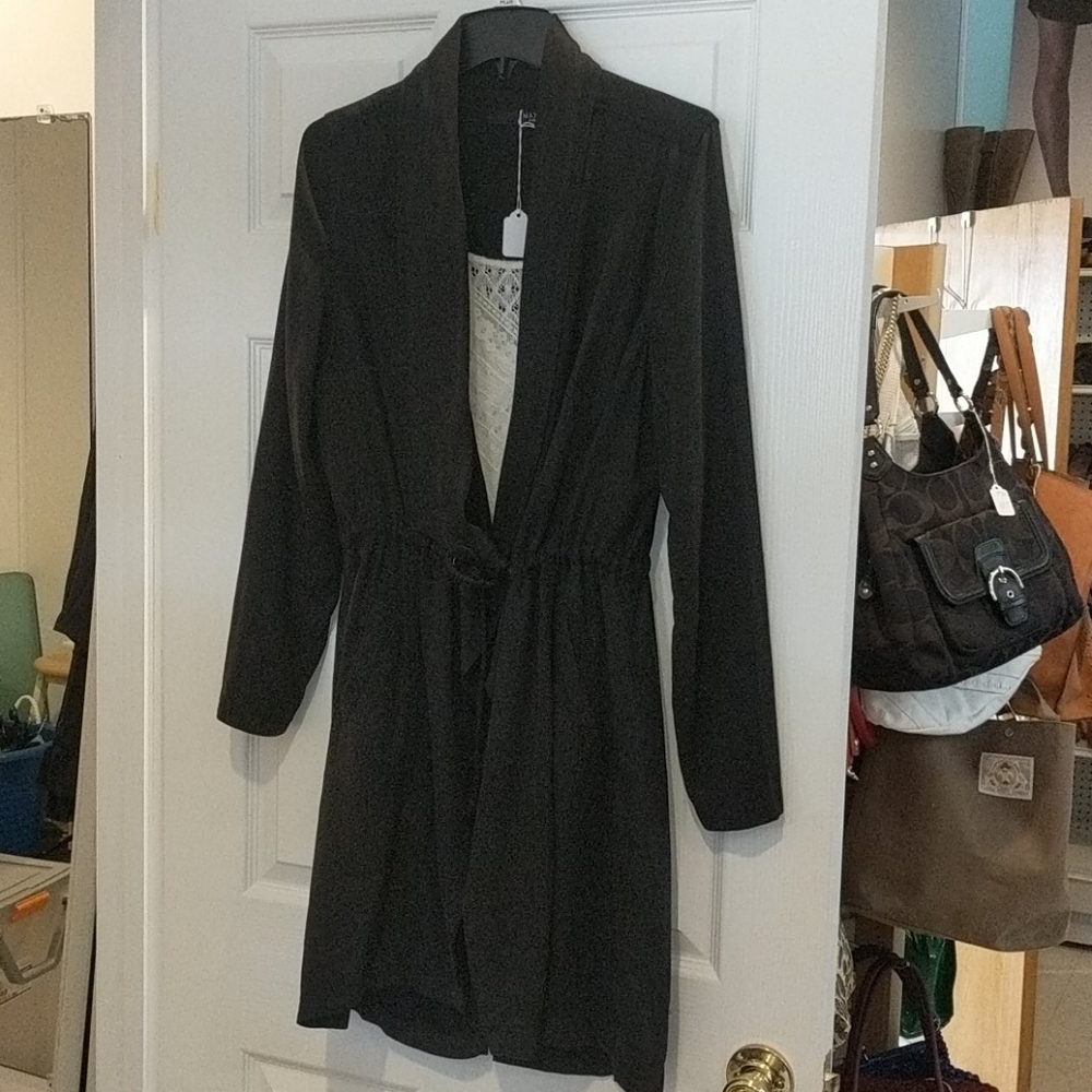 Max jeans tencel long black jacket sz m exc cond